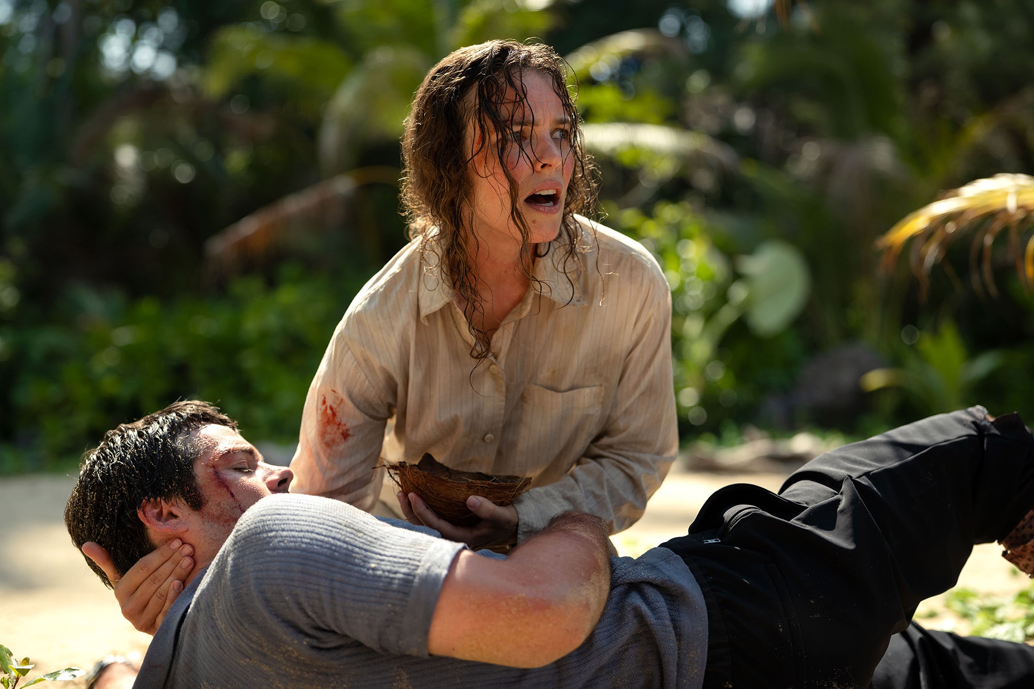 Dylan O’Brien and Rachel McAdams in ‘Send Help’