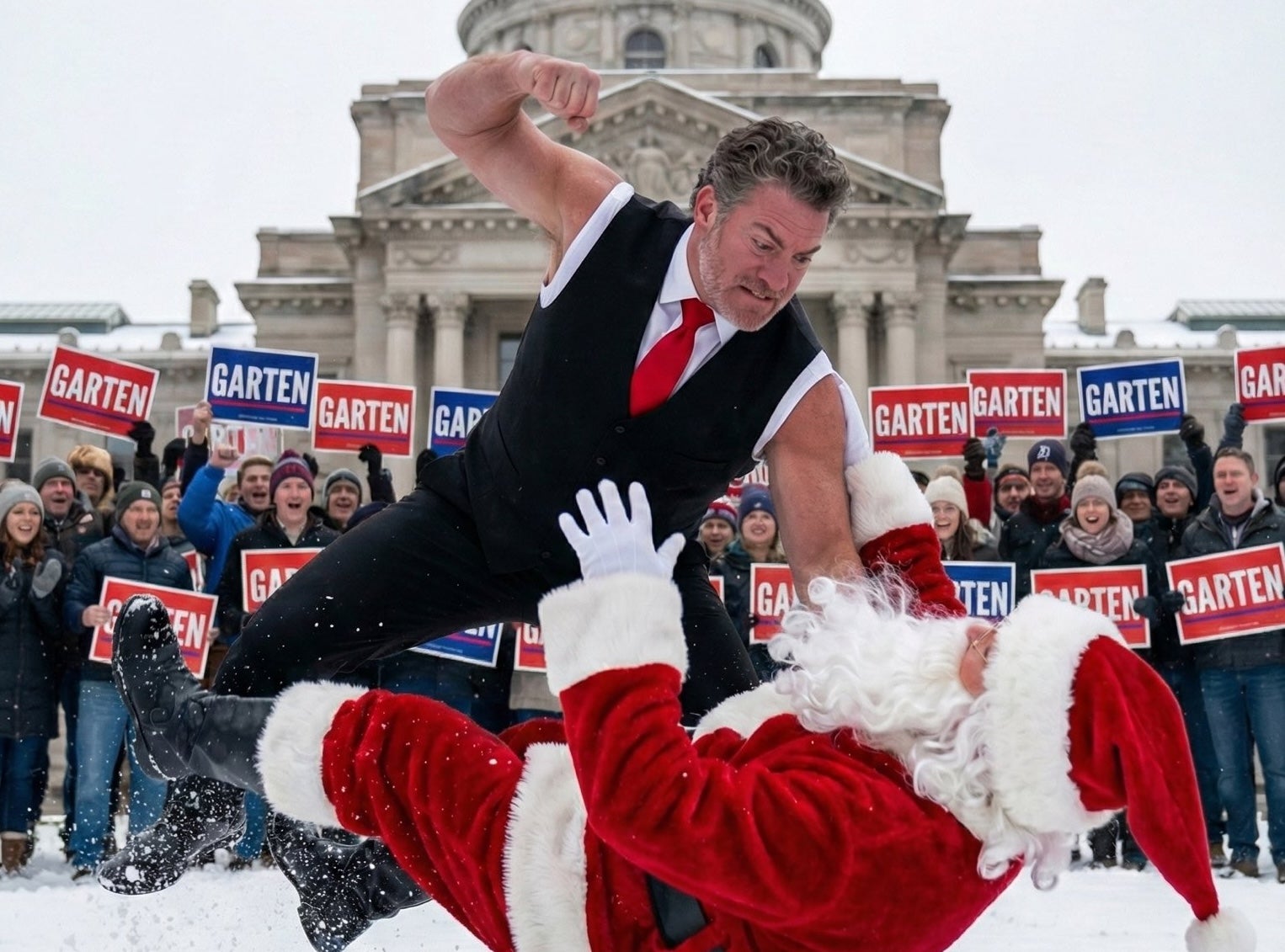 Republican Indiana state Sen. Chris Garten faced heavy backlash for posting AI-generated images on Christmas Day of himself beating up Santa Claus