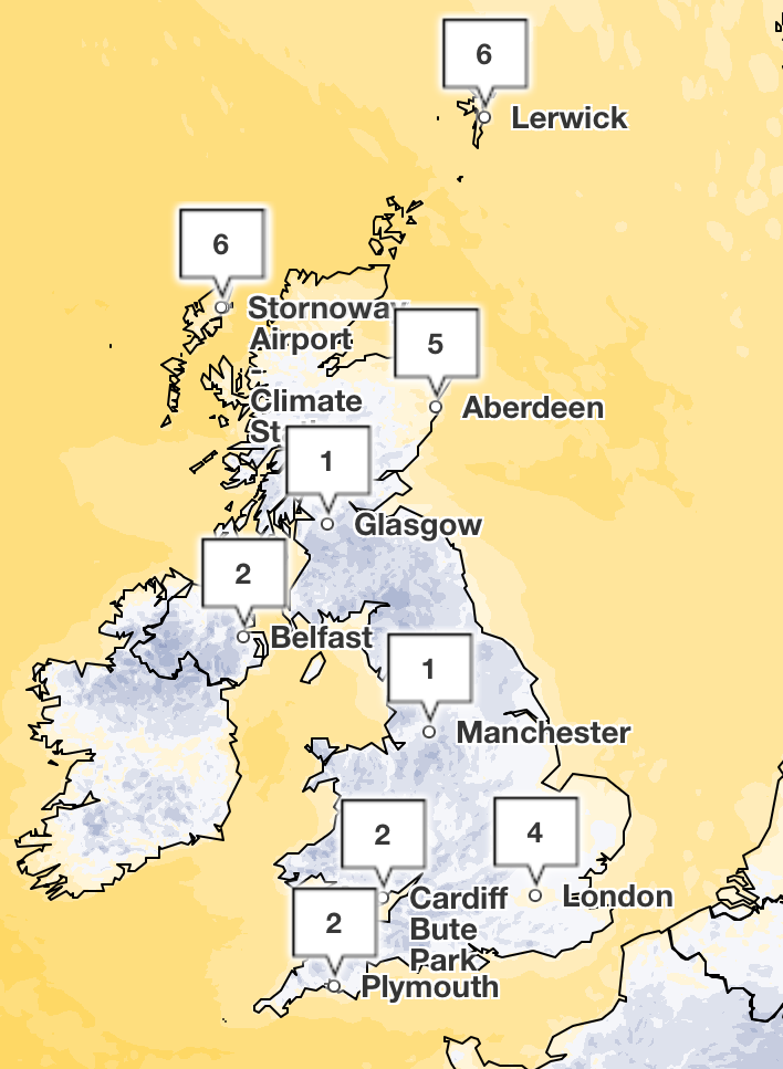 Glasgow and Manchester could see 1C nights early next week