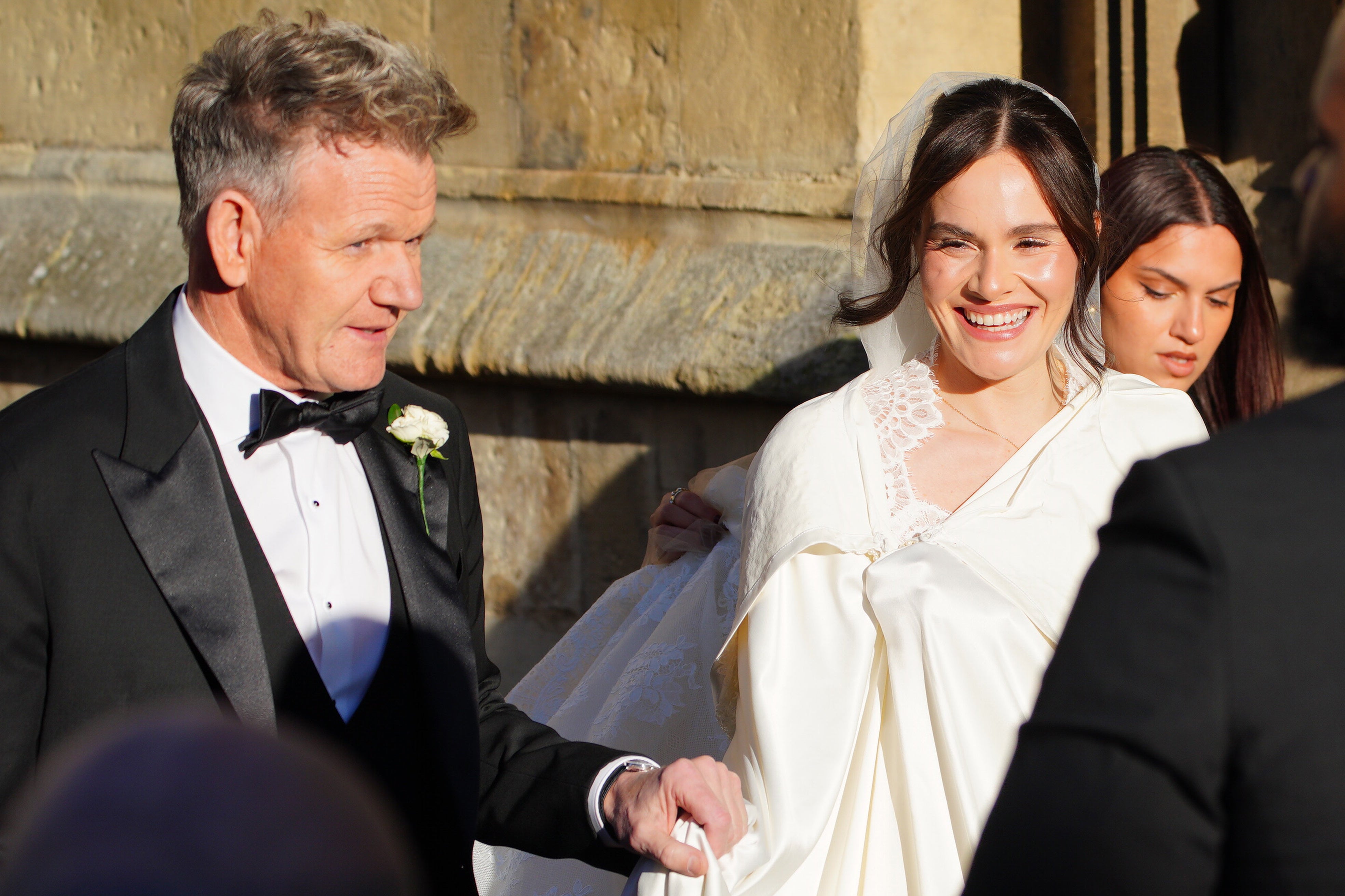 Gordon and Holly Ramsay arrive at Bath Abbey for her wedding to Adam Peaty