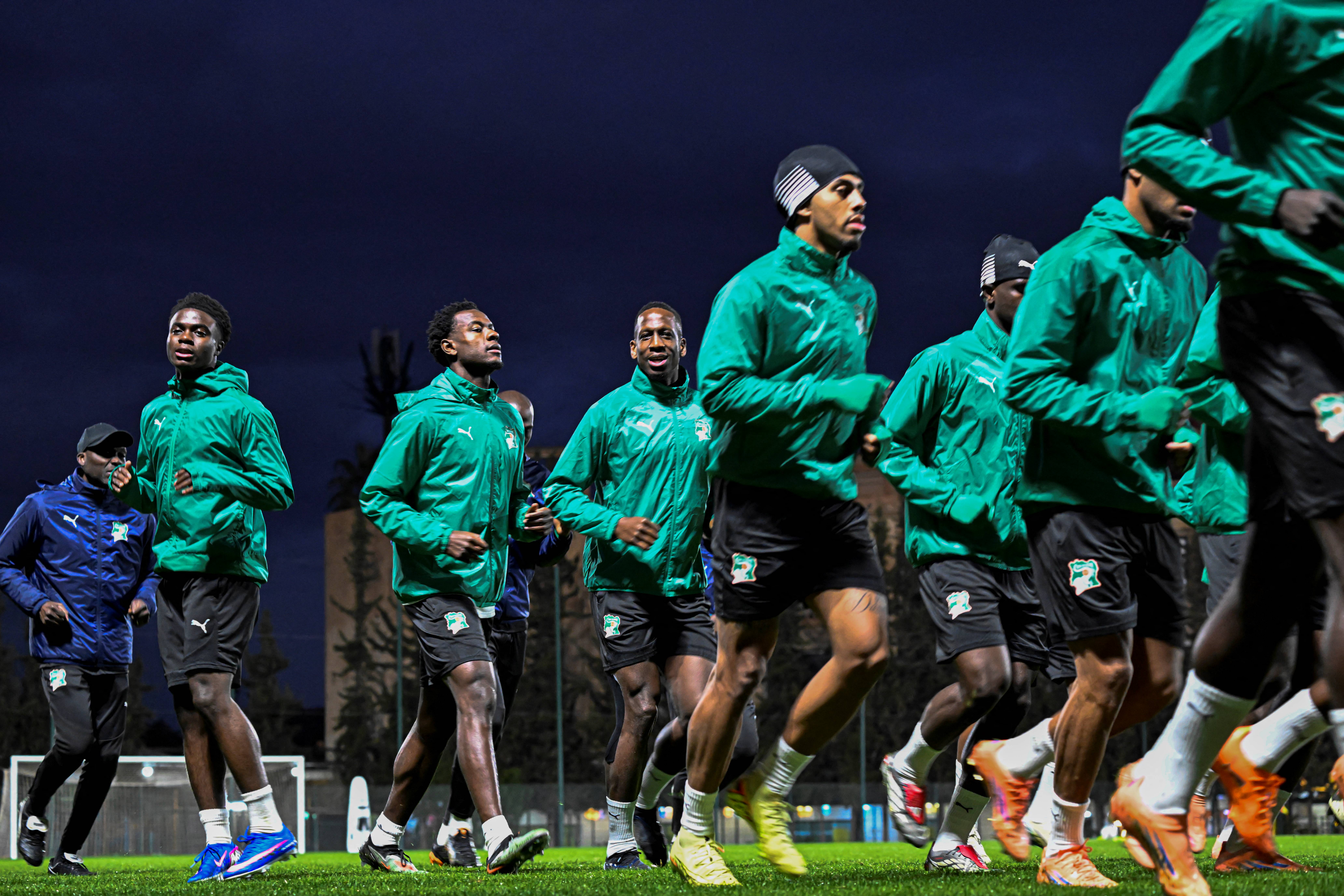 <p>Ivory Coast players training ahead of their clash with Cameroon</p>