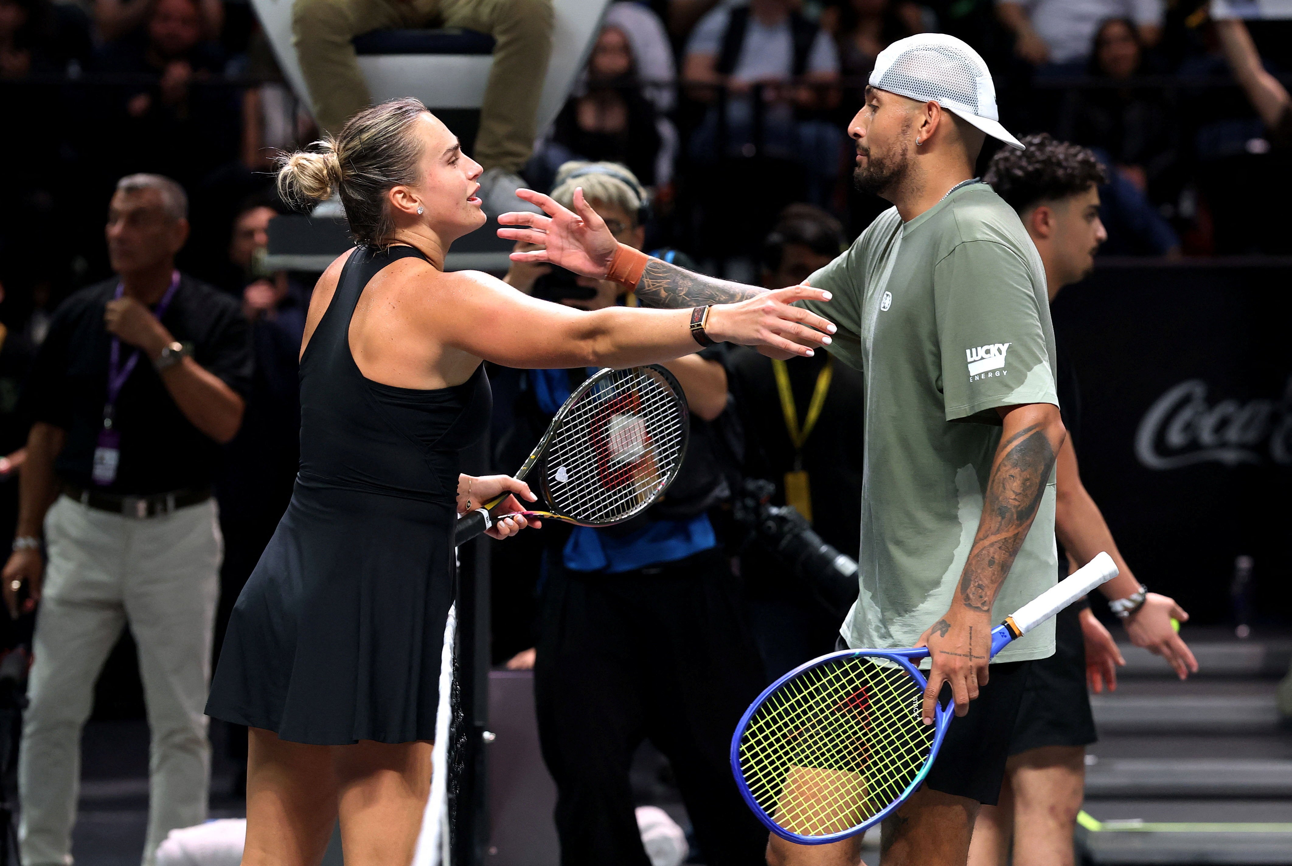 Kyrgios won 6-3 6-3 against Sabalenka, who has won four grand slam titles