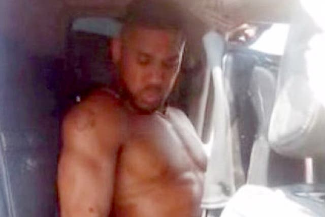 <p>Anthony Joshua was photographed at the scene of the crash</p>
