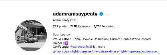 Adam Peaty changed his name on Instagram