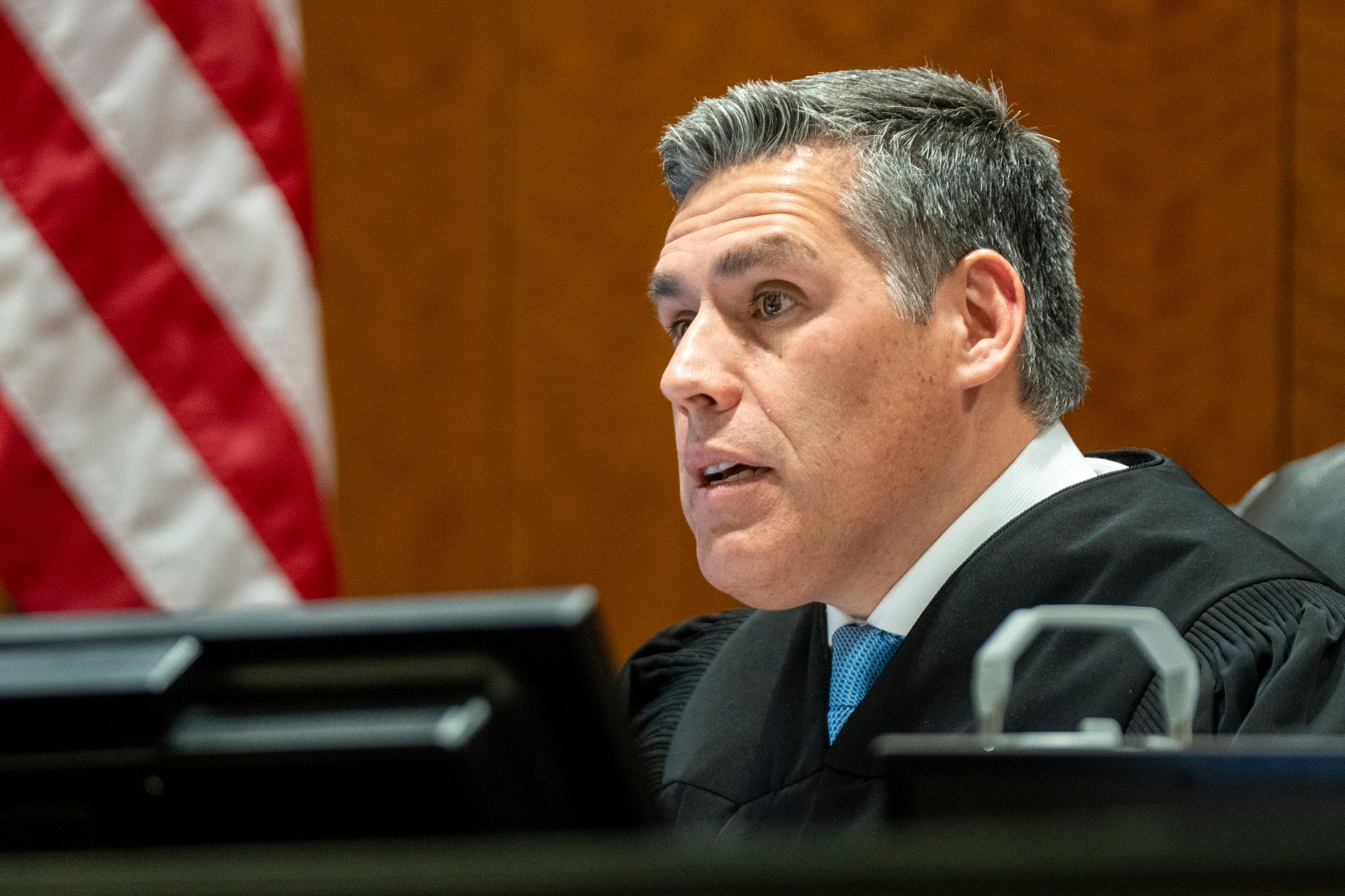 Judge Tony Graf said during a remote hearing on Monday that he expected the redacted transcript to be available by the end of the day Monday.