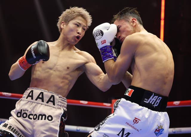 <p>Naoya Inoue (left) during his dominant win over Alan Picasso</p>