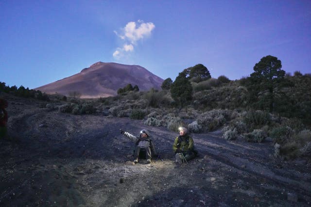 <p>Marco Calo, a geophysicist, at  Popocatepetl volcano in Mexico</p>