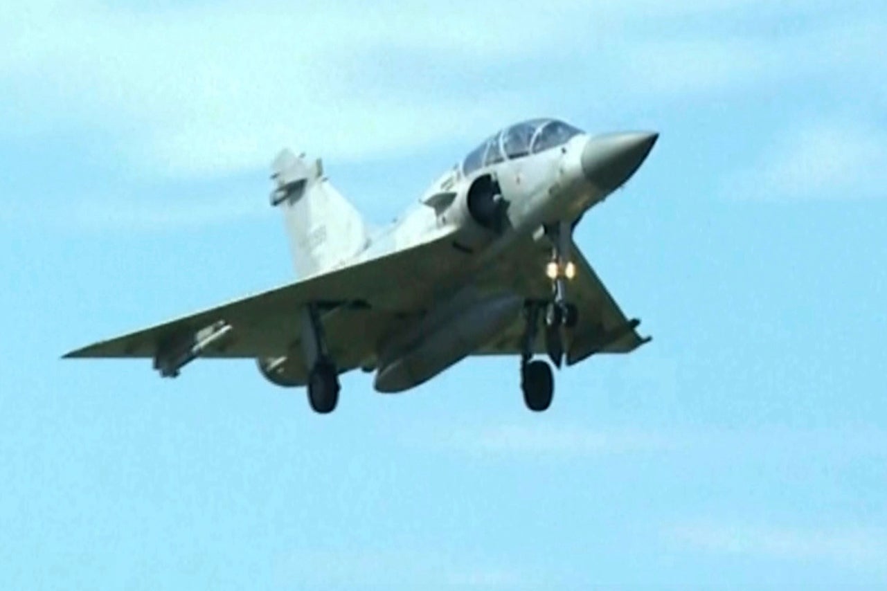 A Taiwanese fighter jet prepares to land at the Hsinchu air base on 29 December 2025