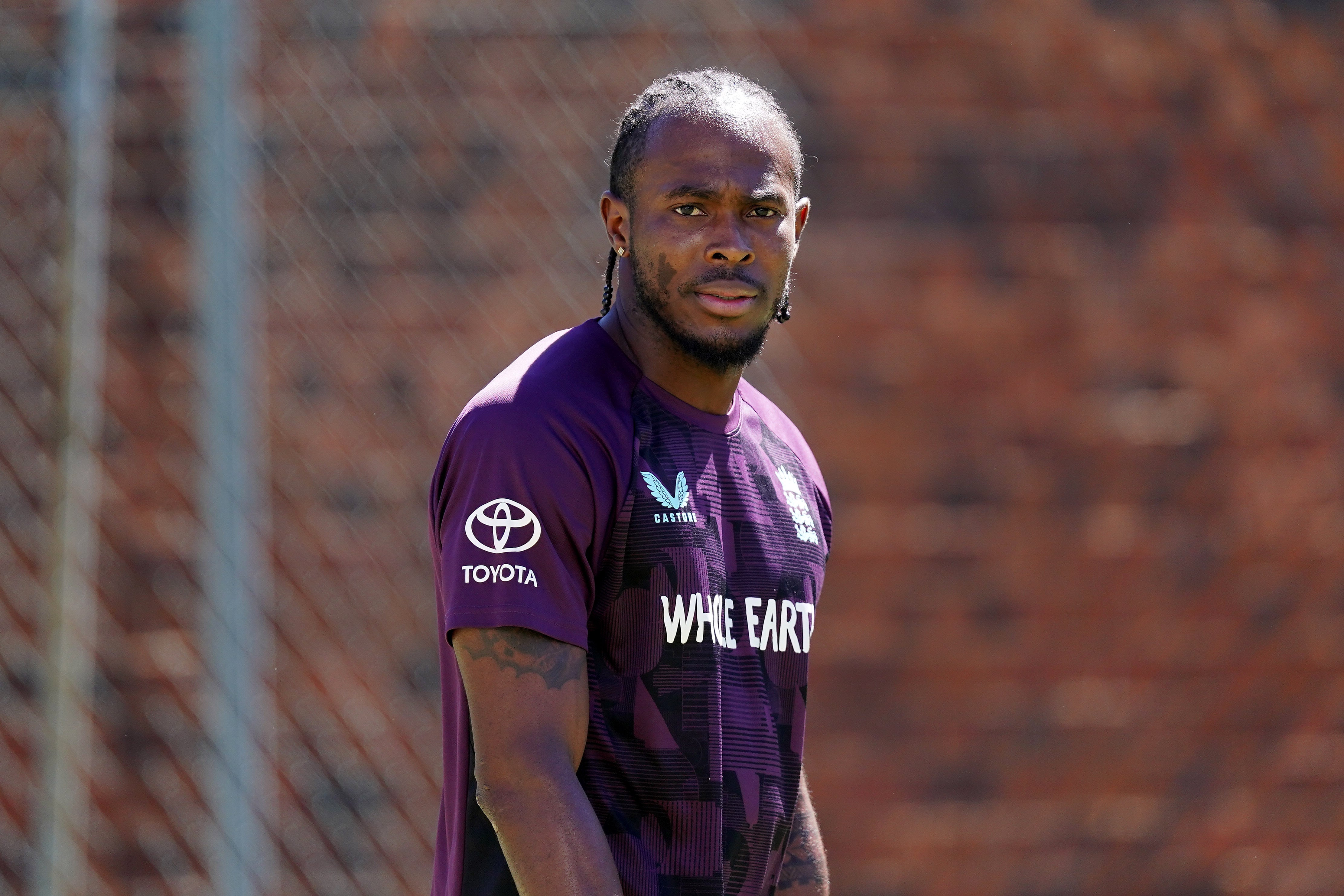 Jofra Archer has been included in England’s T20 World Cup squad despite currently struggling with a side strain (Robbie Stephenson/PA)
