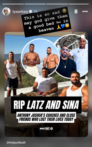 Tyson Fury presta homenagem aos amigos de Anthony Joshua