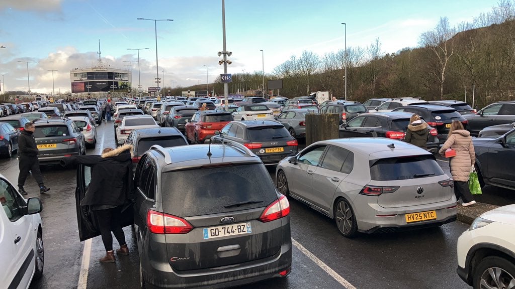 Vehicles queueing to board Le Shuttle at the Channel Tunnel (Dean Pallant/PA)
