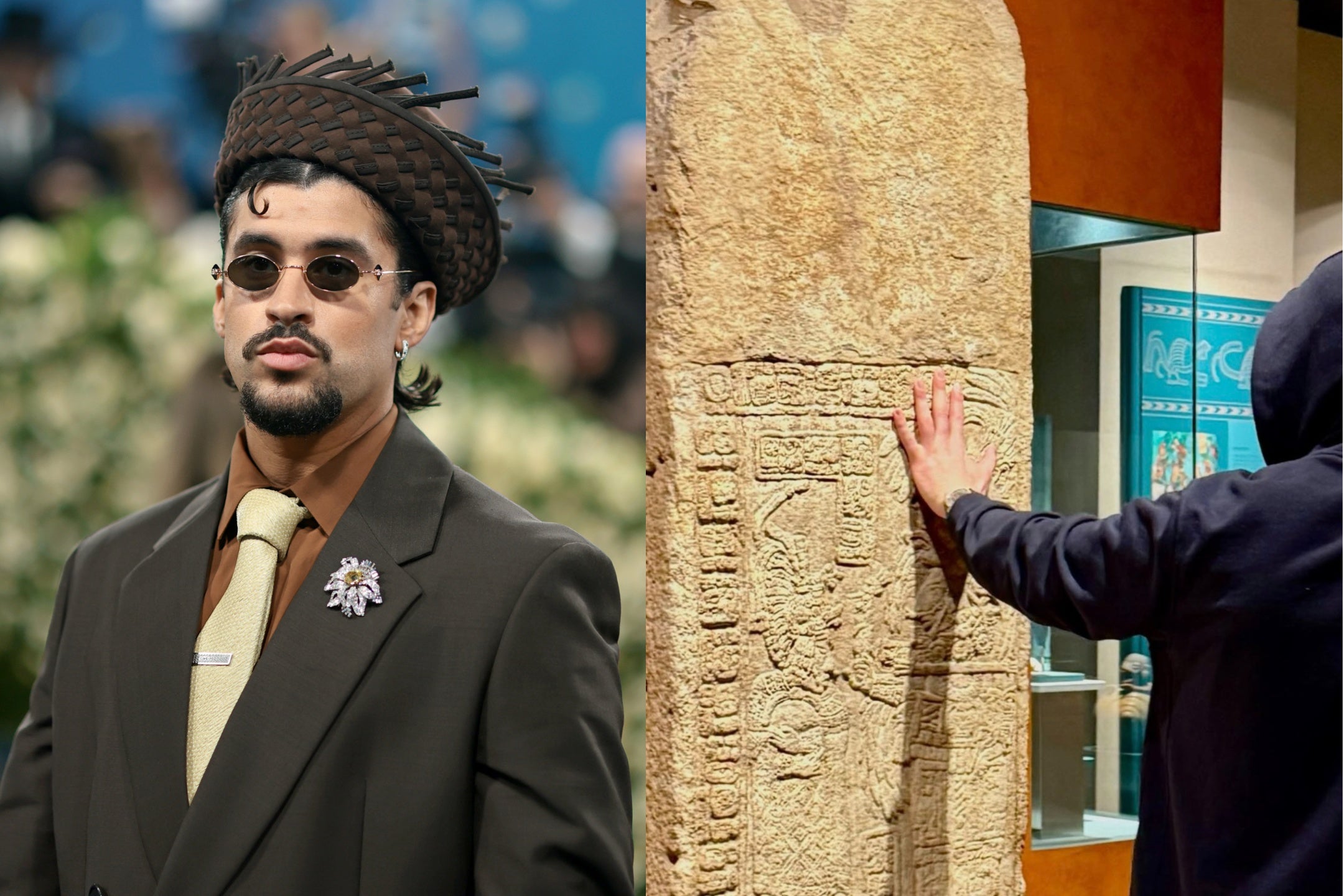 <p>Bad Bunny shared a picture of himself touching a museum artifact during his trip to Mexico</p>