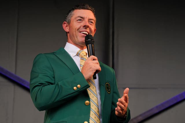 Rory McIlroy speaking to the crowd at the Irish Open (Brian Lawless/PA)