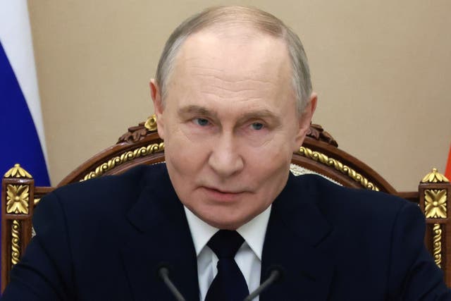 <p>Russian president Vladimir Putin attends a meeting with senior military officers at the Kremlin in Moscow, Russia, Monday, 29 December 2025</p>