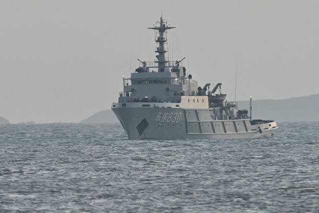 <p>Chinese ship near Pingtan island, the closest point to Taiwan, in Fujian province on 29 December 2025</p>