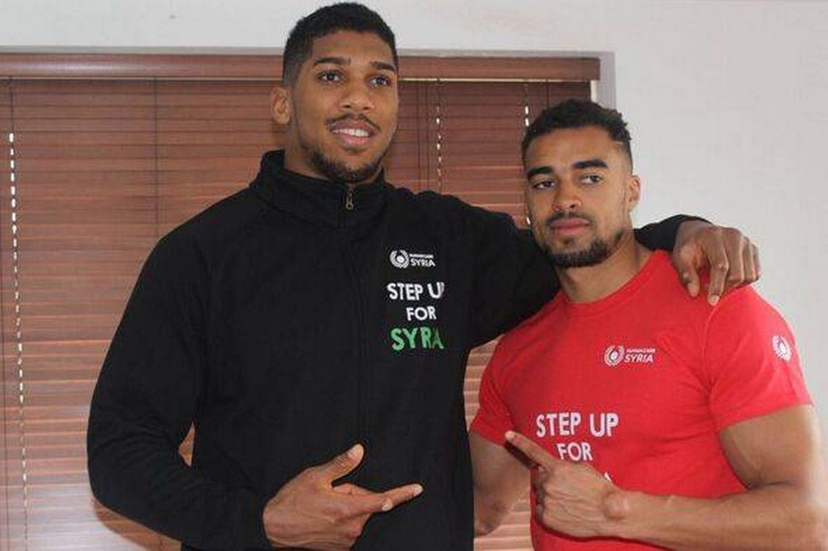 The late Latif ‘Latz’ Ayodele with Anthony Joshua (X)