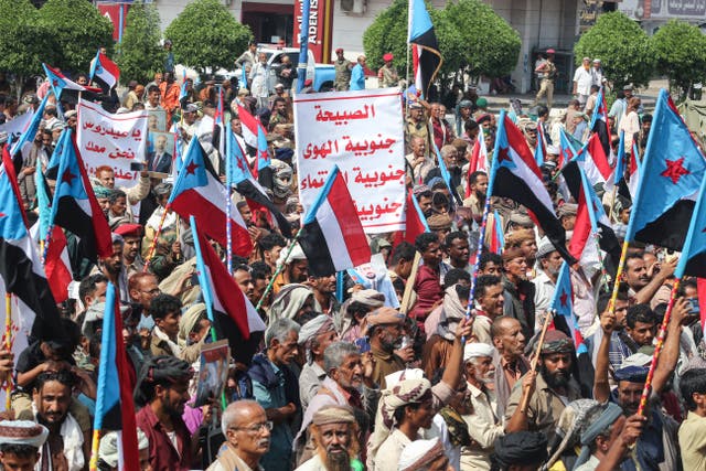 <p>File. Yemenis gather during a rally to show support for the Southern Transitional Council, which wants to revive an independent South Yemen, in the coastal port city of Aden on 14 December 2025</p>