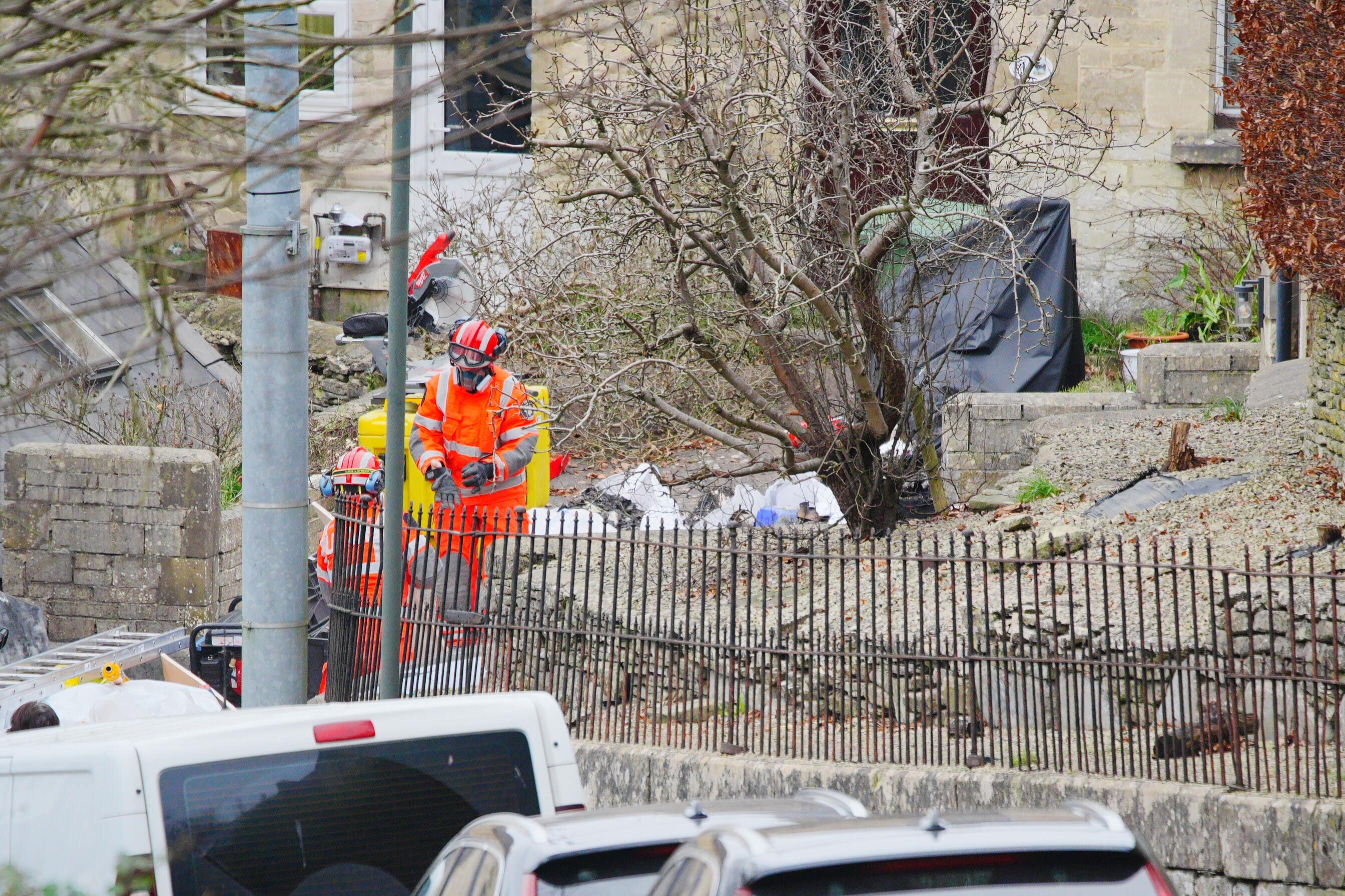 Emergency services at the scene in Brimscombe Hill, near Stroud (Ben Birchall/PA)