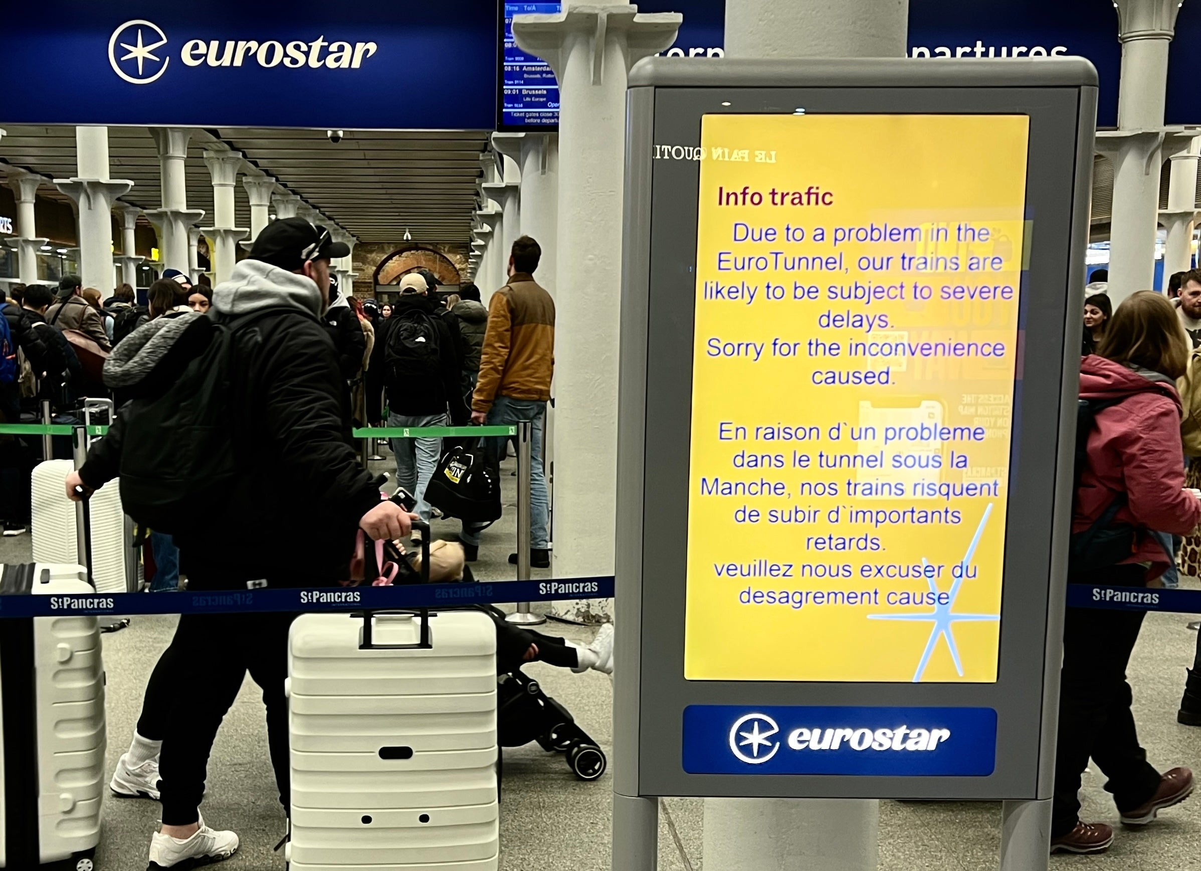 Thirty trains linking London with Paris, Brussels and Amsterdam were cancelled on Tuesday 30 December