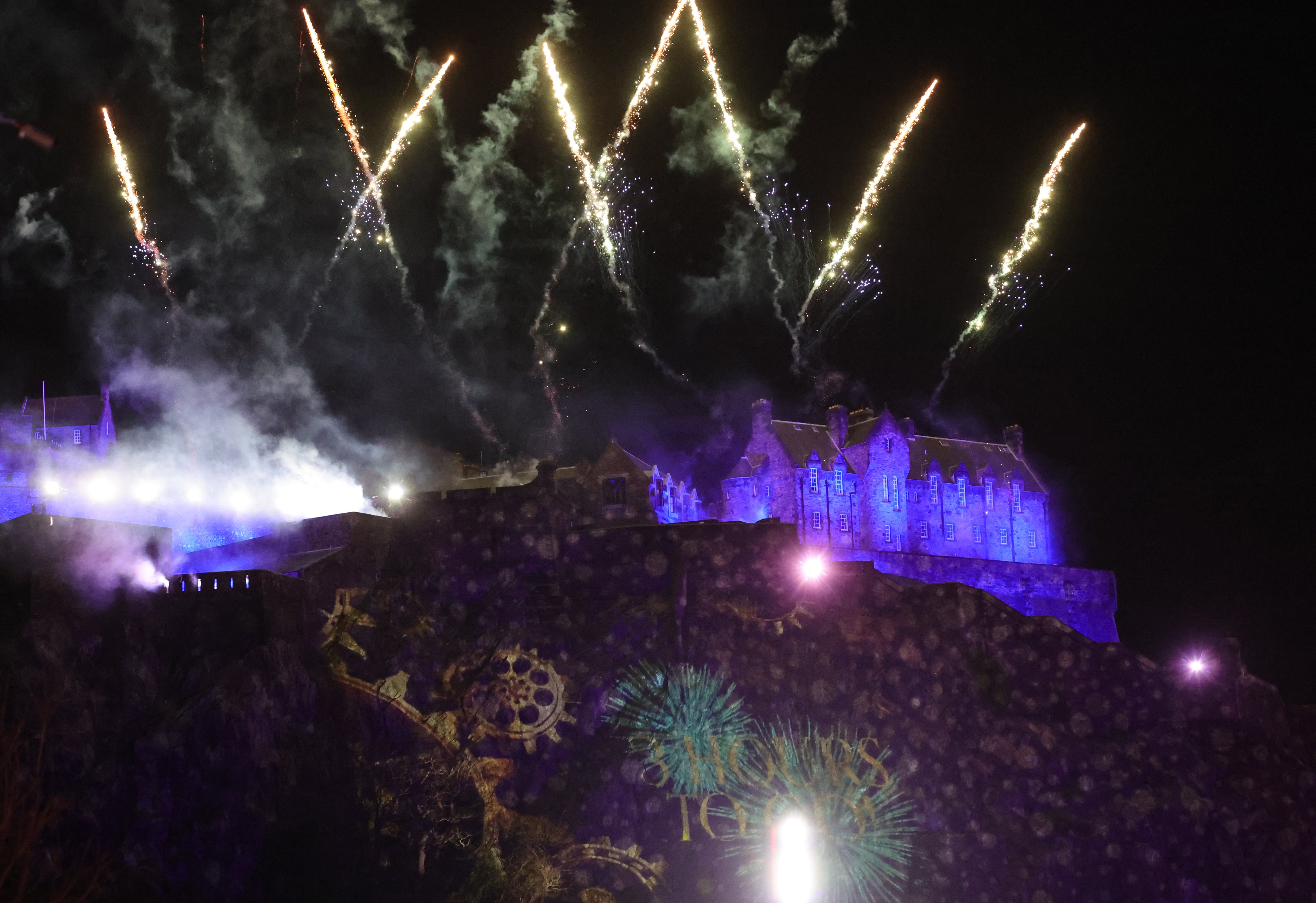 Fireworks over Edinburgh Castle during the Hogmanay New Year celebrations in Edinburgh