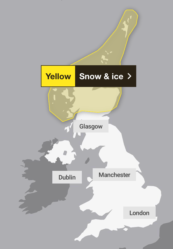Weather warnings are already in force on 1 January in Scotland