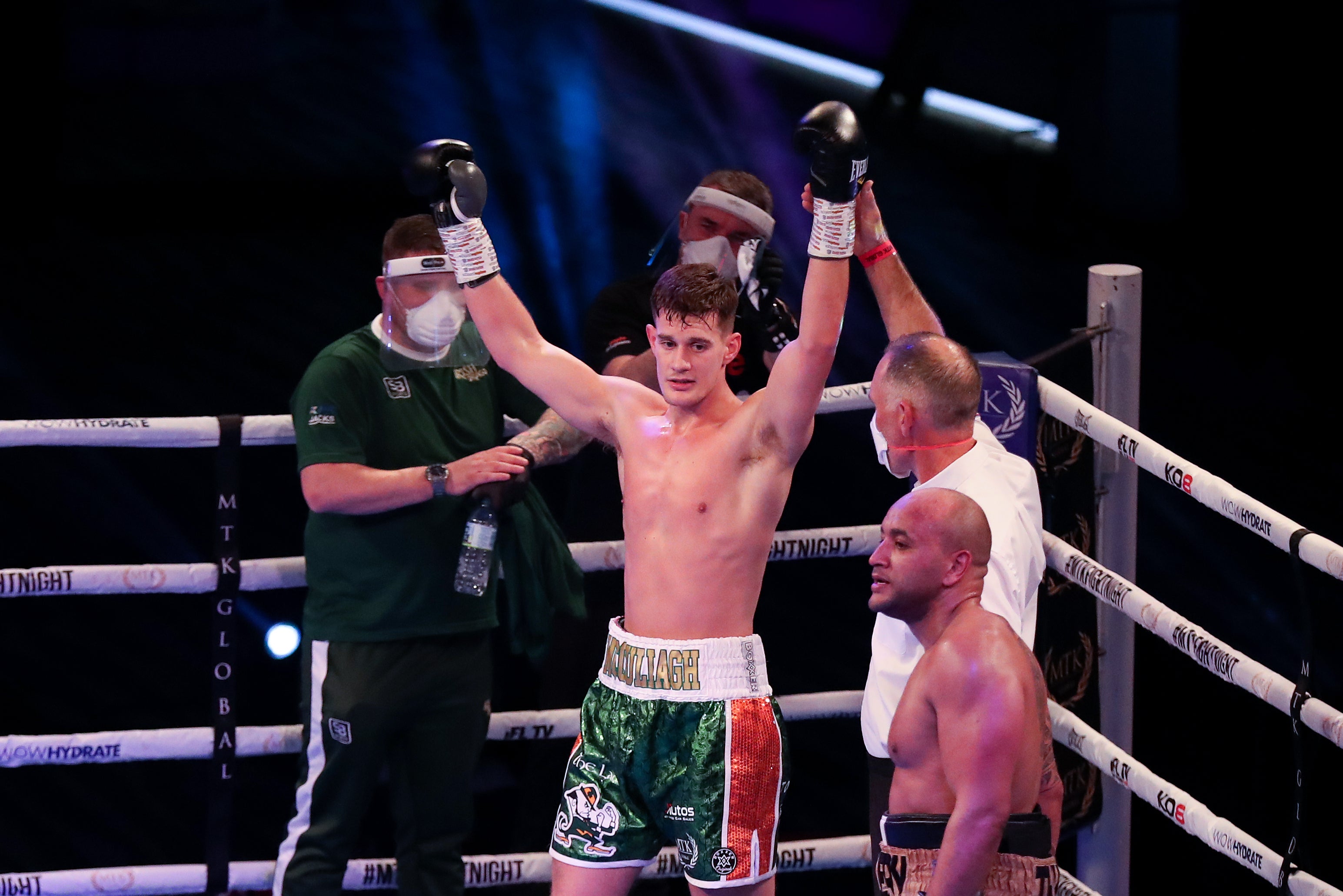 McCullagh Jr celebrating his victory over Antony Woolery