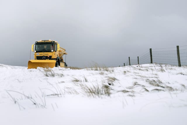 Motorists are facing wintry conditions in large parts of northern Scotland (PA)