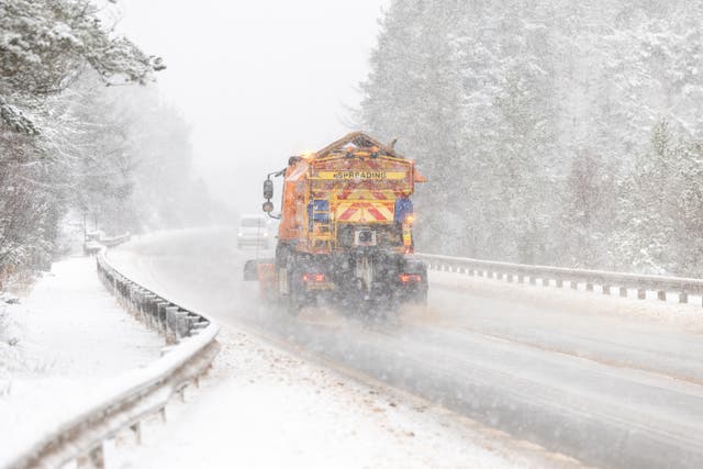 Gritter lorry on A9, south of Inverness. Amber weather warnings have been expanded after coming into force in parts of Scotland, as forecasters warn of heavy snow that could bring blizzard conditions and travel disruption. Picture date: Friday January 2, 2026.