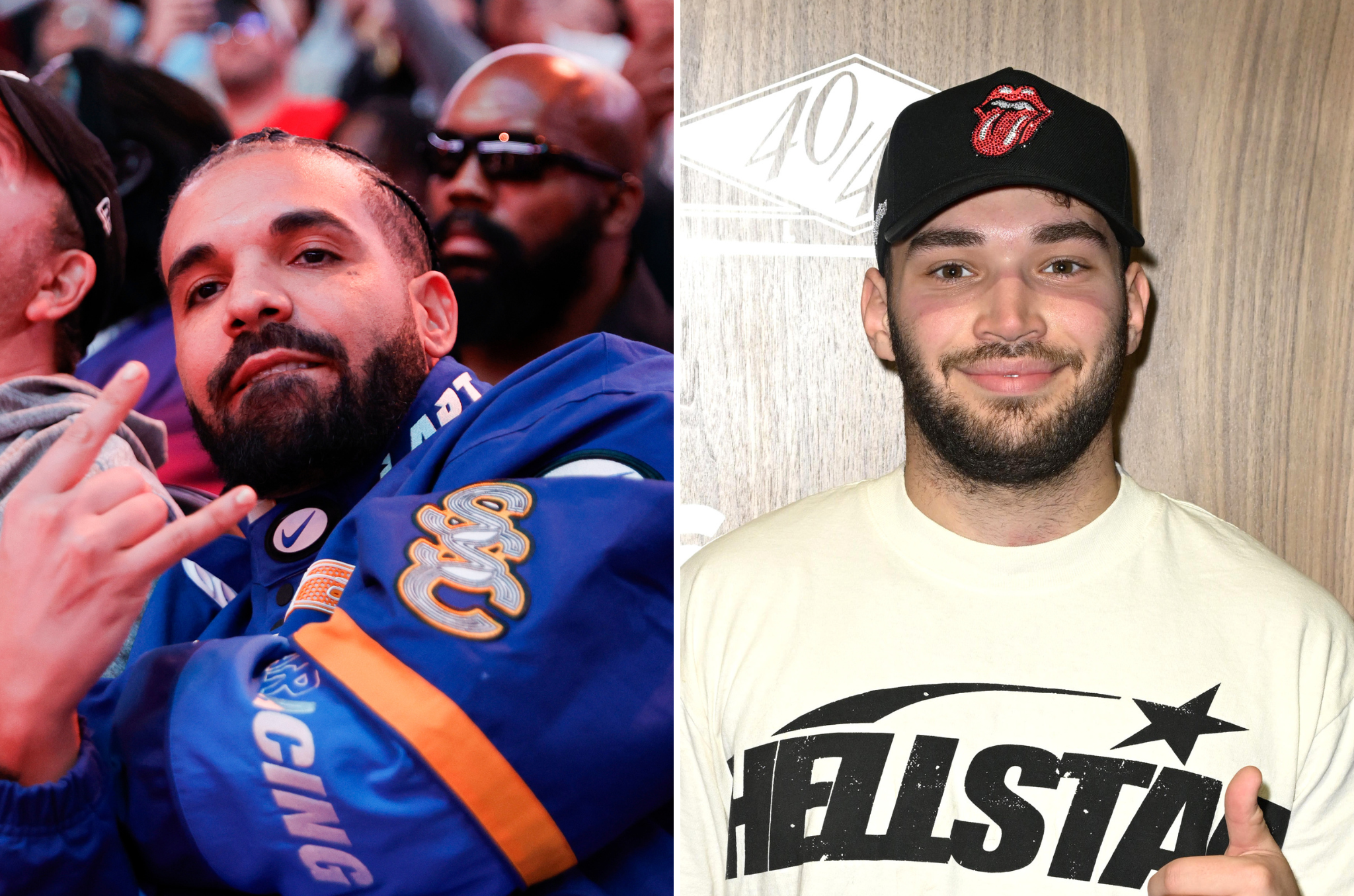 Drake (left) and Adin Ross (right) have been sued for allegedly using funds made from an illegal online gambling site to inflate the rapper's music streams