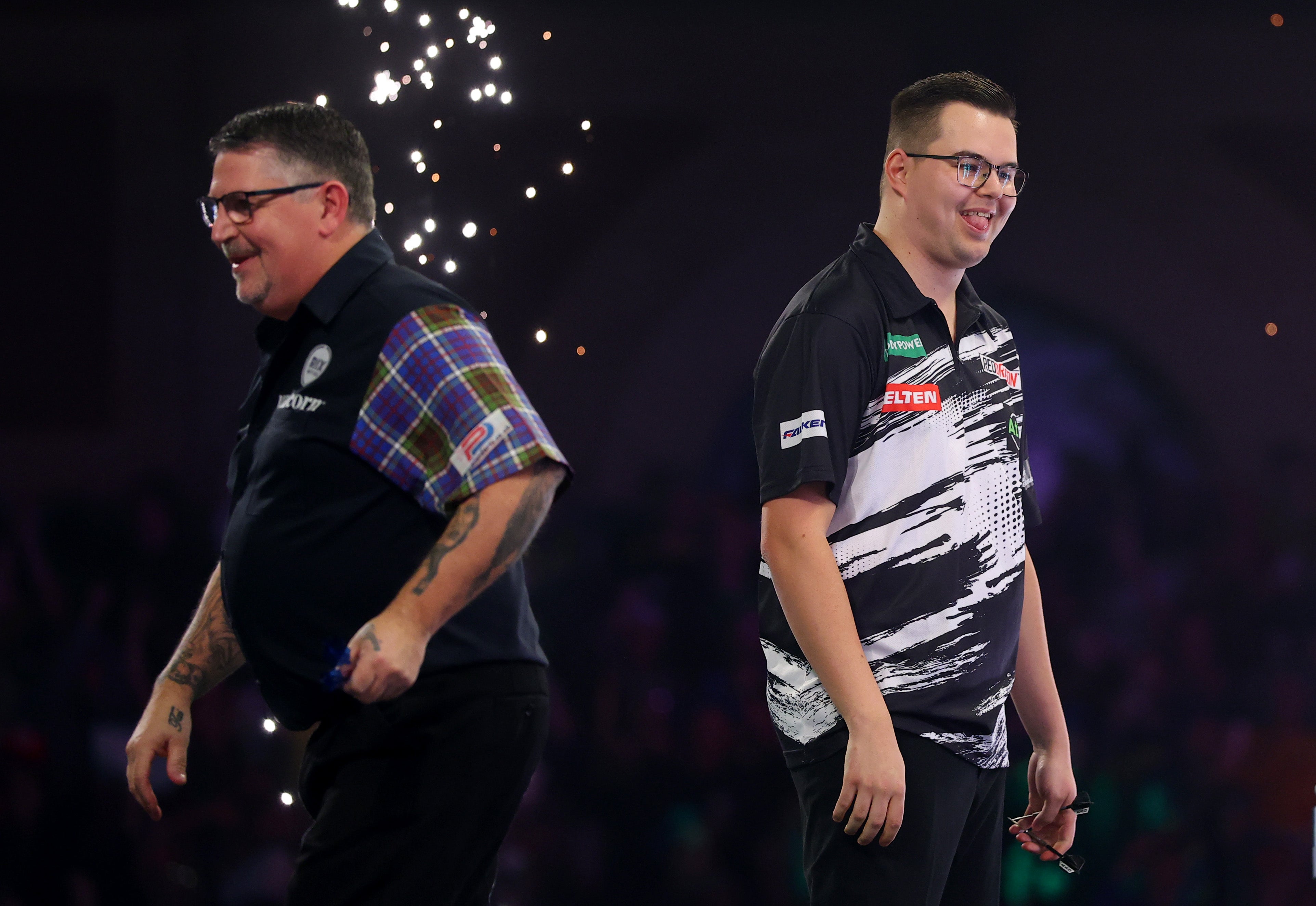 Gary Anderson and Gian van Veen after the match