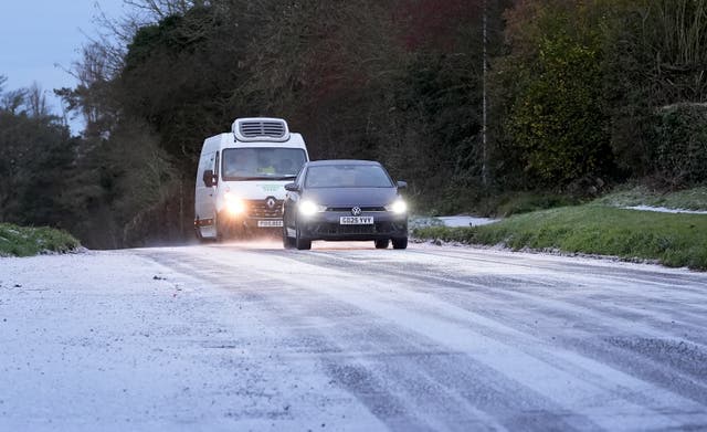 <p>A light dusting of snow in Great Chart near Ashford in Kent</p>
