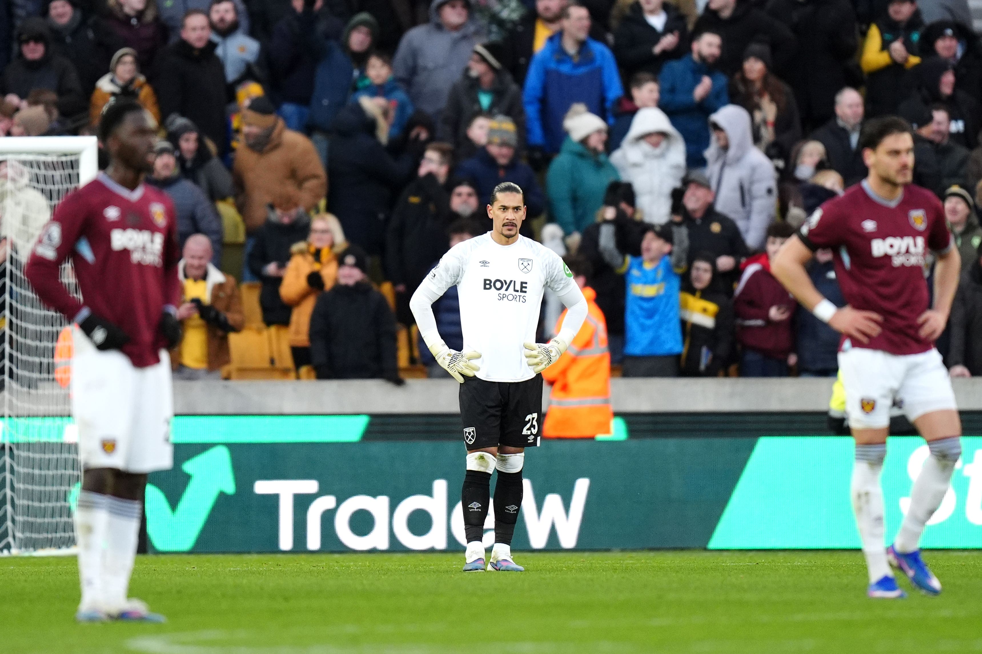 West Ham were well beaten at Wolves (Jacob King/PA)