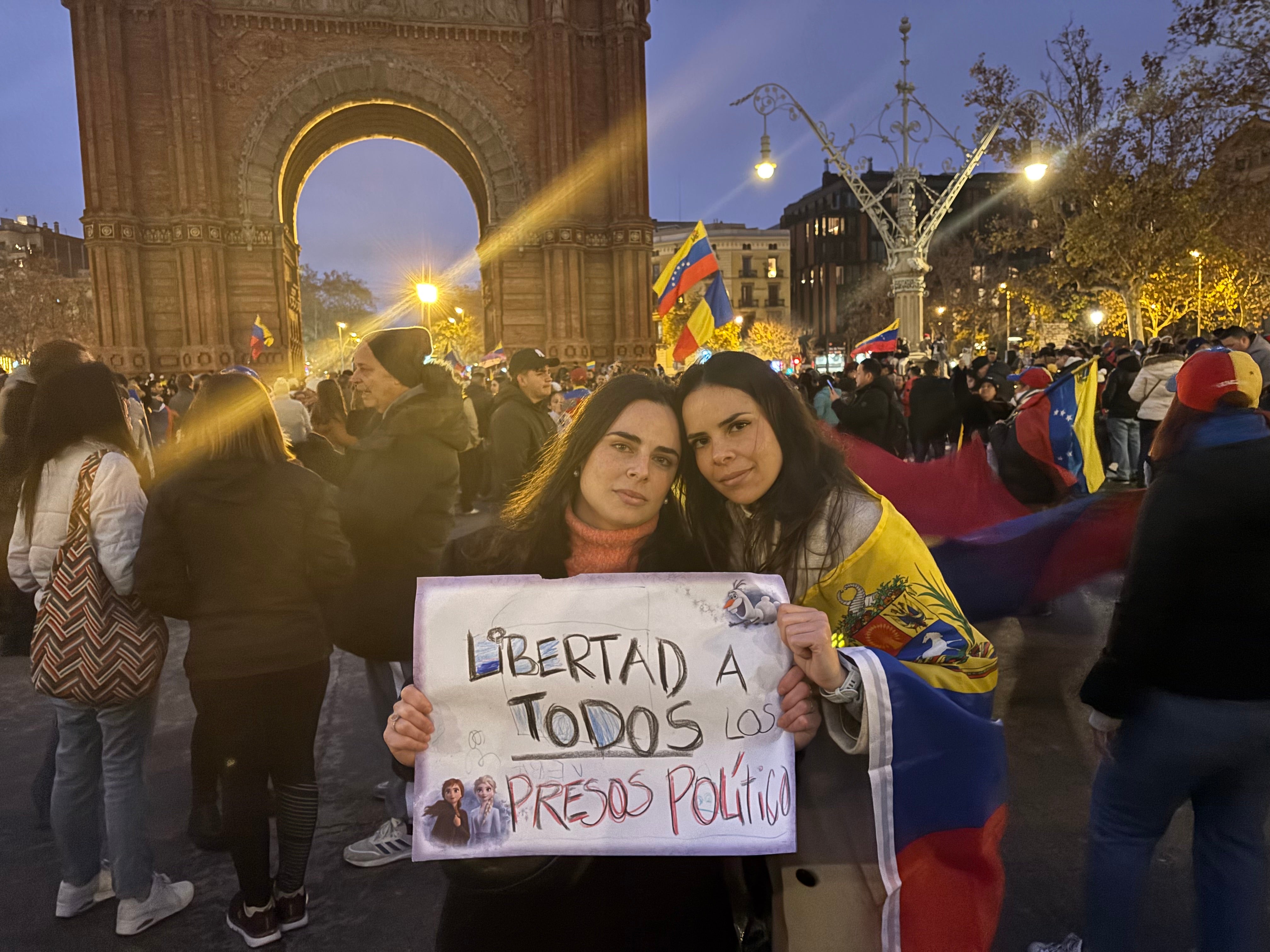 <p>Cora Galavis (left) was hopeful after news of Maduro’s displacement</p>