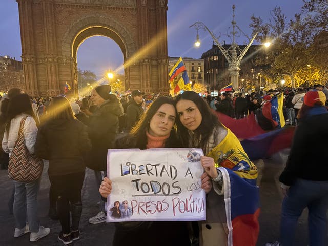 <p>Cora Galavis (left) was hopeful after news of Maduro’s displacement</p>