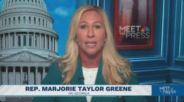<p>Marjorie Taylor Greene criticized Trump's continued focus on foreign policy in an interview with NBC News</p>