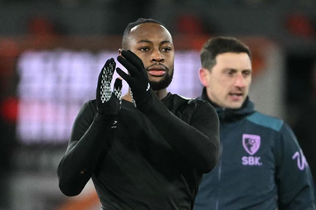 <p>Antoine Semenyo applauding the Bournemouth fans after what could have been his last game before joining Man City</p>