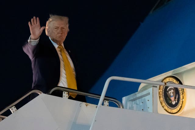 <p>President Donald Trump departs on Air Force One from Palm Beach International Airport, Sunday, Jan. 4, 2026, in West Palm Beach, Fla</p>