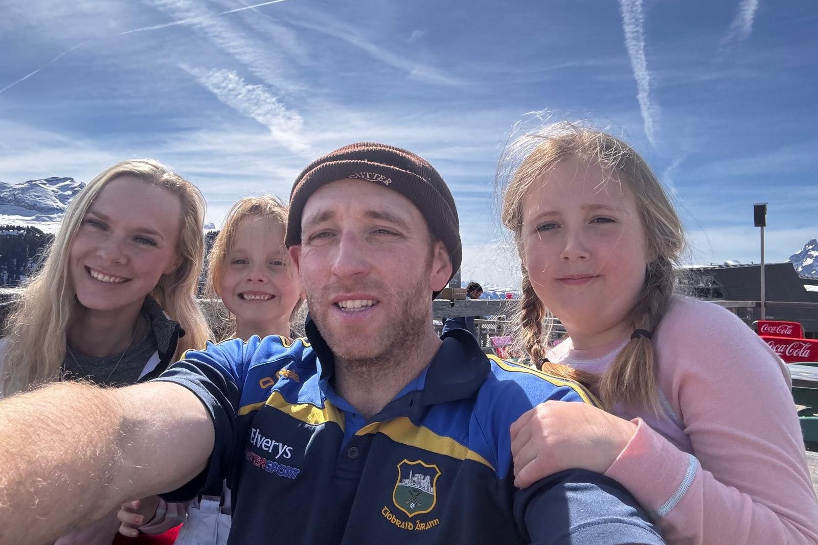James Rogers pictured with partner, Ellie Henderson, and their daughters Lily, seven, and Amelia, eight