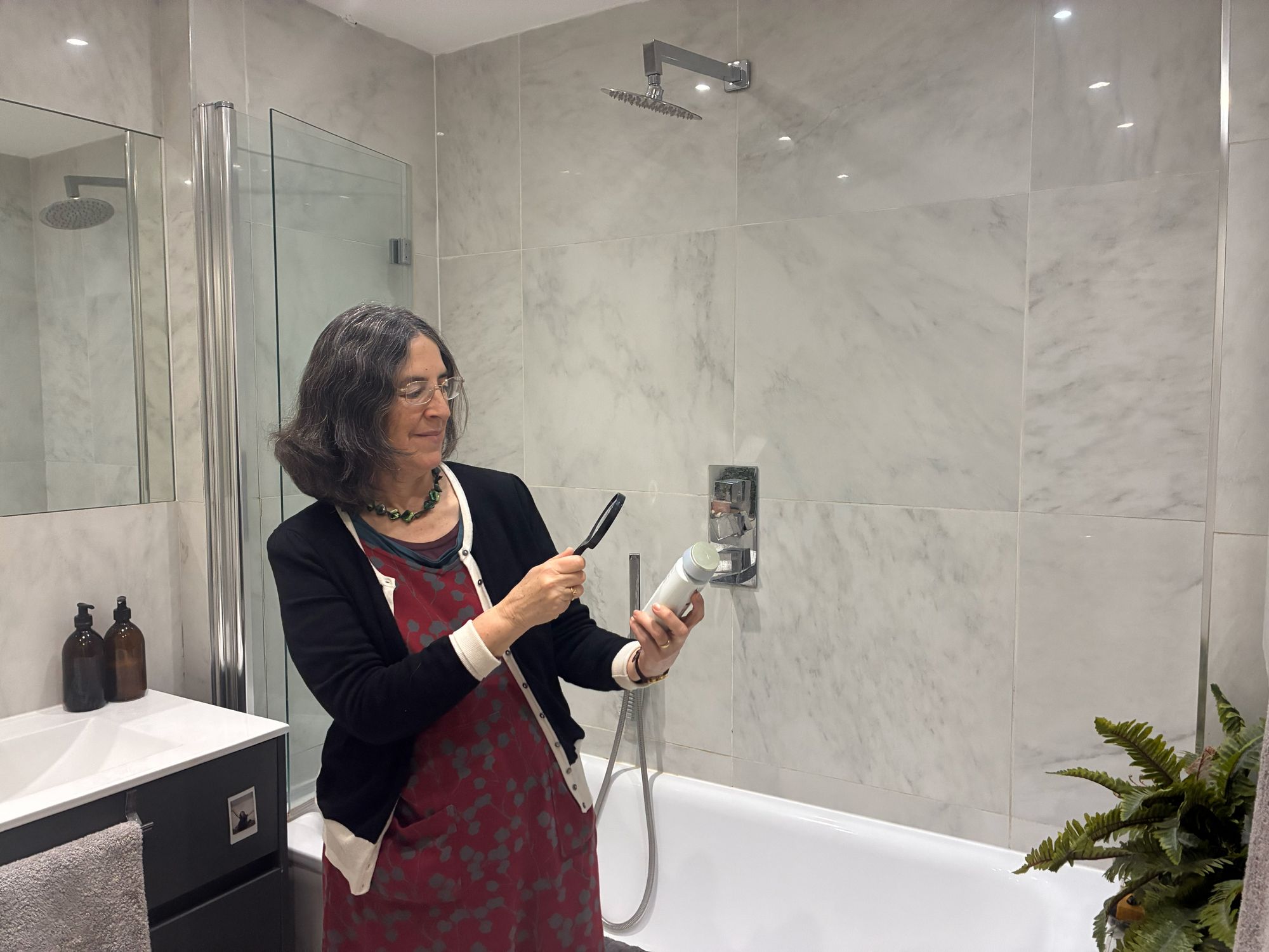 Dr Jenny Goodman inspecting skincare ingredients