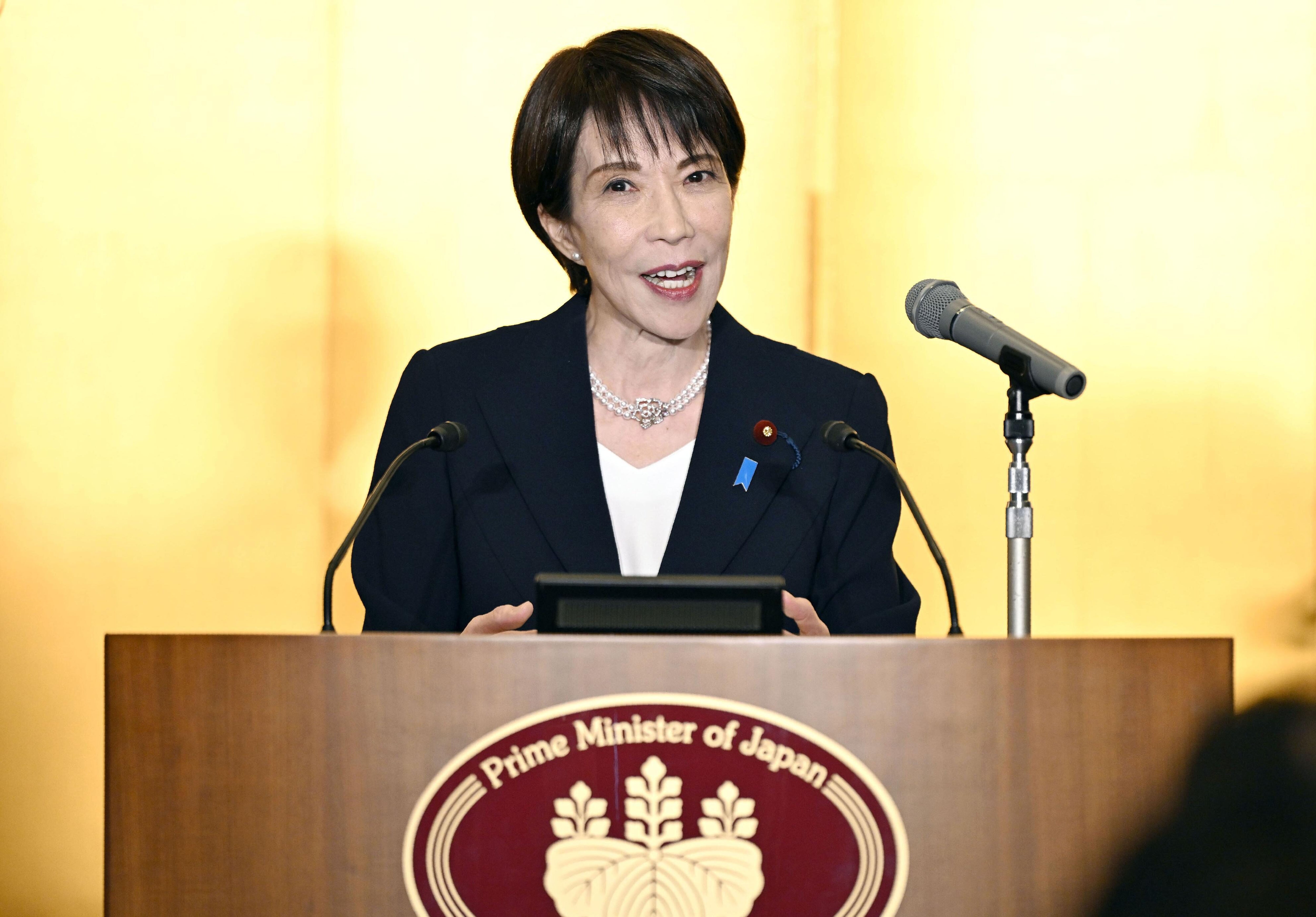 Japanese Prime Minister Sanae Takaichi, speaks during her New Year's news conference in Ise, Mie prefecture, central Japan Monday, 5 Jan 2026