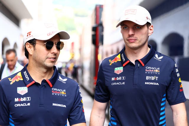<p>Red Bull’s Sergio Perez of Mexico and Max Verstappen of the Netherlands at Monaco. (Photo by Mark Thompson/Getty Images)</p>