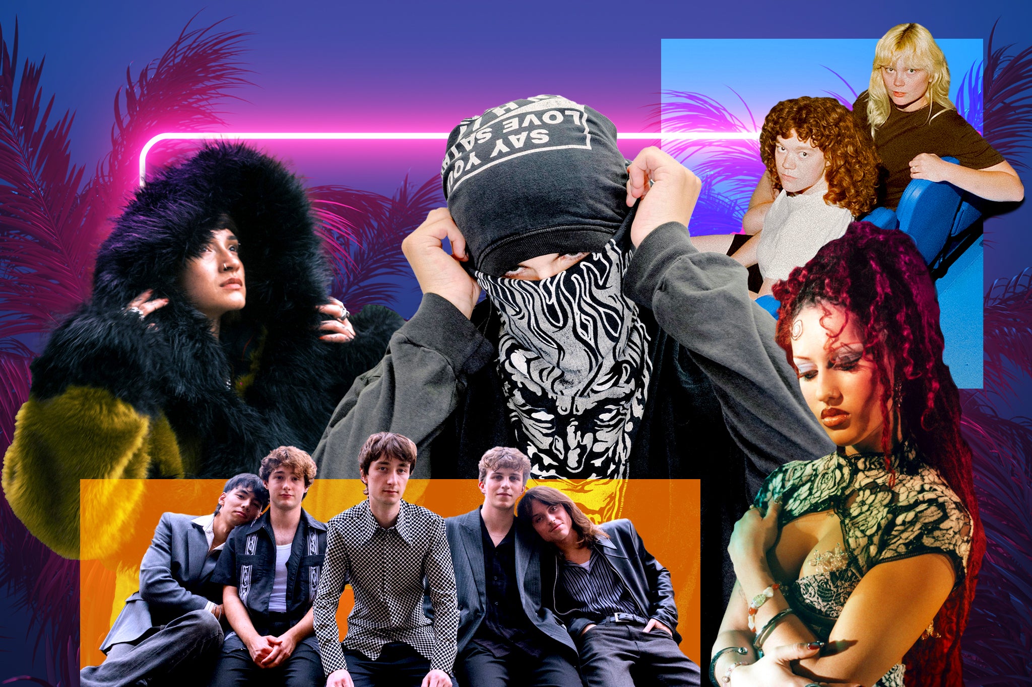 <p>L-R clockwise from top: Ledbyher, EsDeeKid, Girl Tones, Absolutely and The Guest List</p>