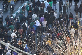 Protesters march in downtown Tehran, Iran