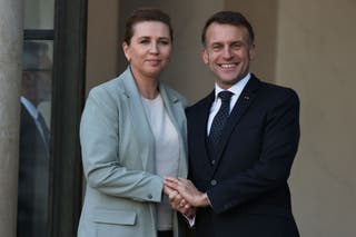 Denmark’s prime minister Mette Frederiksen and French president Emmanuel Macron