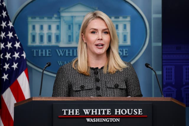 <p>White House Press Secretary Karoline Leavitt reportedly wore Tuckernuck's Black Metallic Bouclé Mini Dress in April </p>
