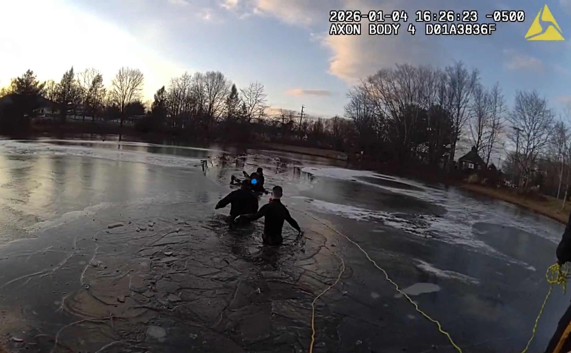 Three New Jersey police officers acted quick to save a teen boy who had fallen into a frozen pond