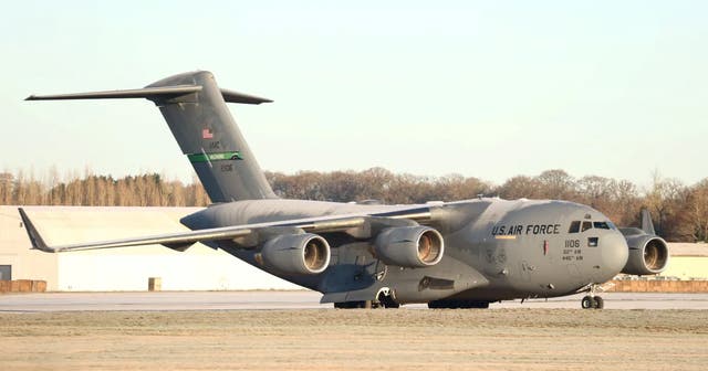 <p>A C-17 Globemaster after landing in RAF Fairford over the weekend</p>