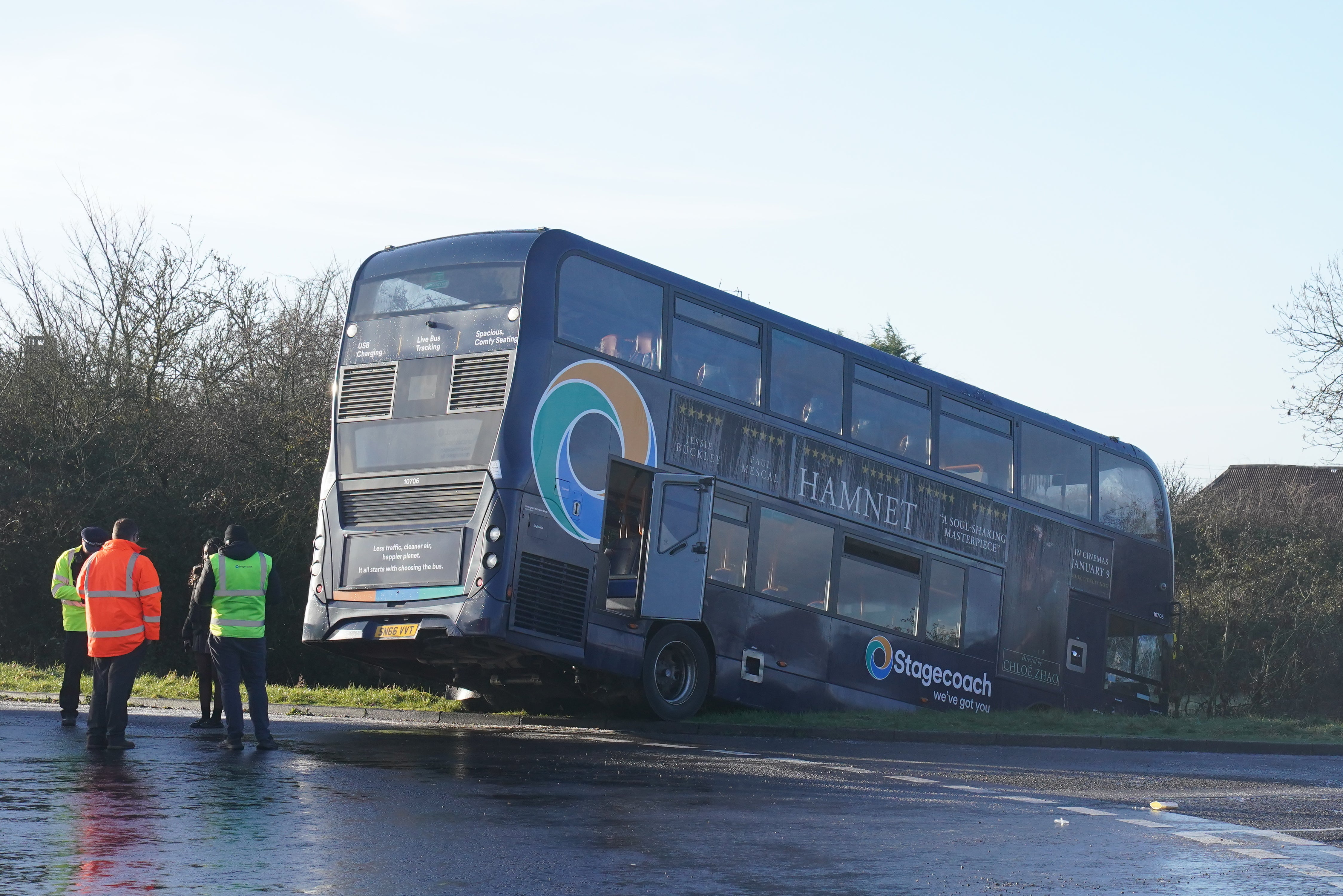 Police at the scene of the bus crash in Kent