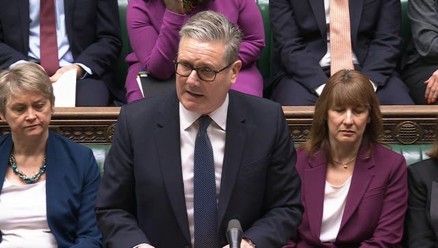 <p>Keir pressure: ‘Yvette Cooper and Rachel Reeves, on either side of the prime minister, looked as if they were wondering whether to resign’</p>