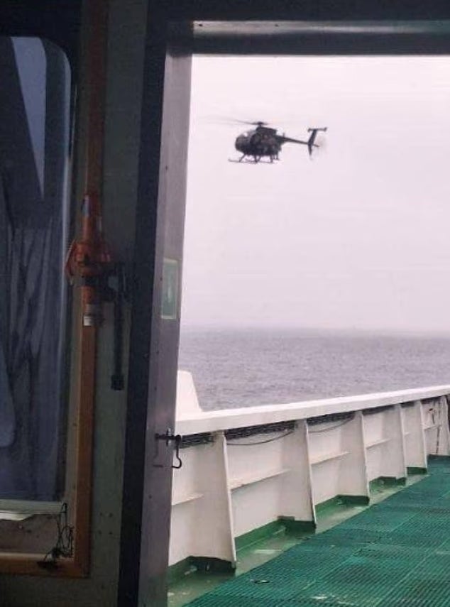 Russian media shared pictures from on board the vessel